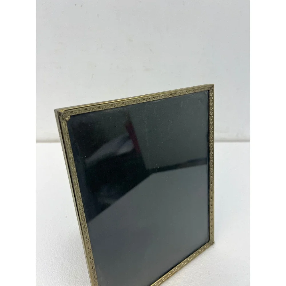 Vintage Brass Gold Scroll Border Picture Frame Easel Back Fits 8x10 Photo Stand